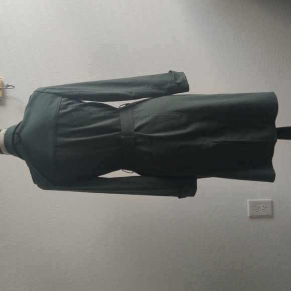 Trouve Military Green Calf length long fall Winter Trenchcoat_Small - Picture 5 of 14